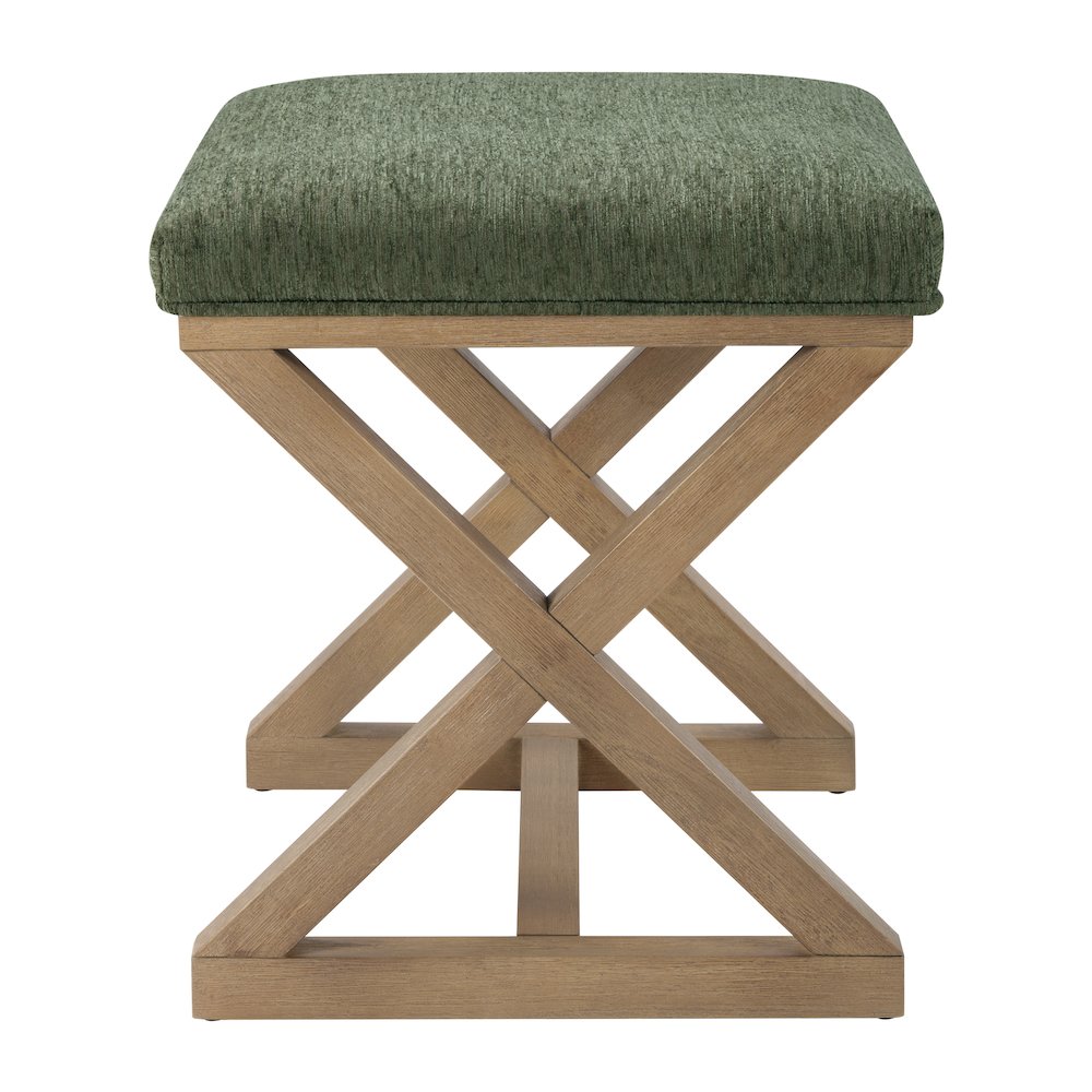 Carson X-Frame Stool in Pine Fabric and Medium Oak Finish Wood