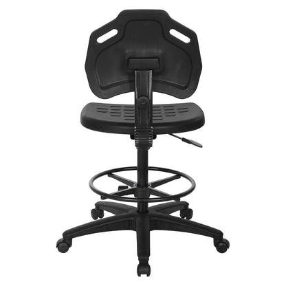 Black Skinned Urethane Drafting Chair With Adjustable Black Footrest And Casters
