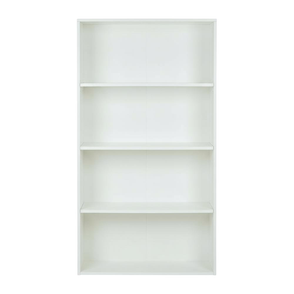 White Laminate and Metal Bookcase with Adjustable Shelves for Storage