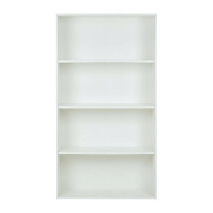 White Laminate and Metal Bookcase with Adjustable Shelves for Storage