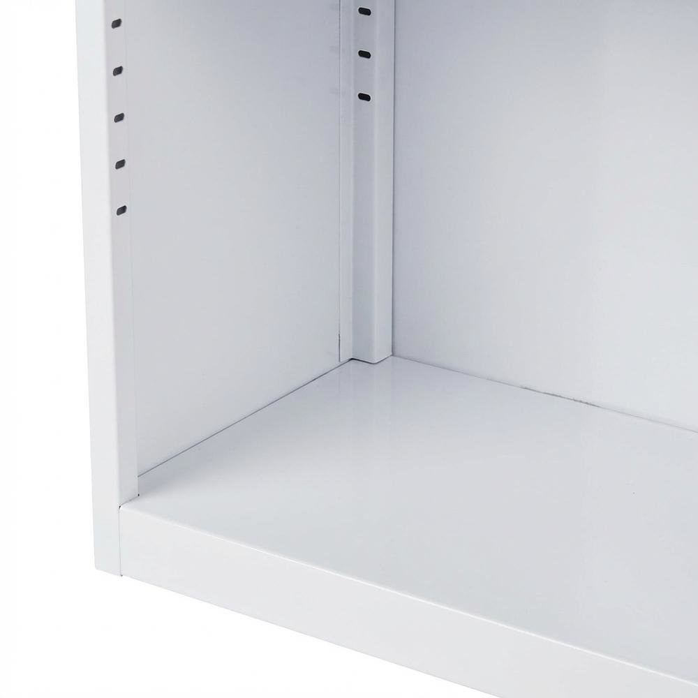 White steel bookcase with durable construction and clean design for home storage