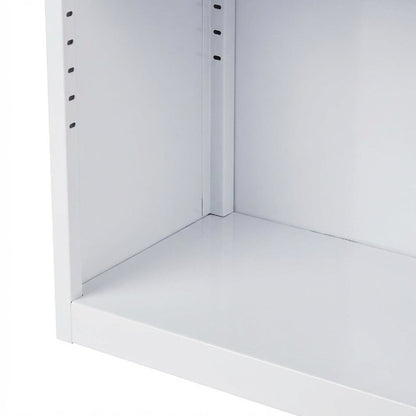 White steel bookcase with durable construction and clean design for home storage