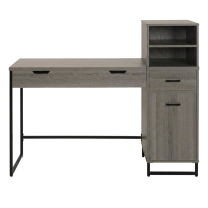 Wooden desk with hutch and ample storage space for home or office use