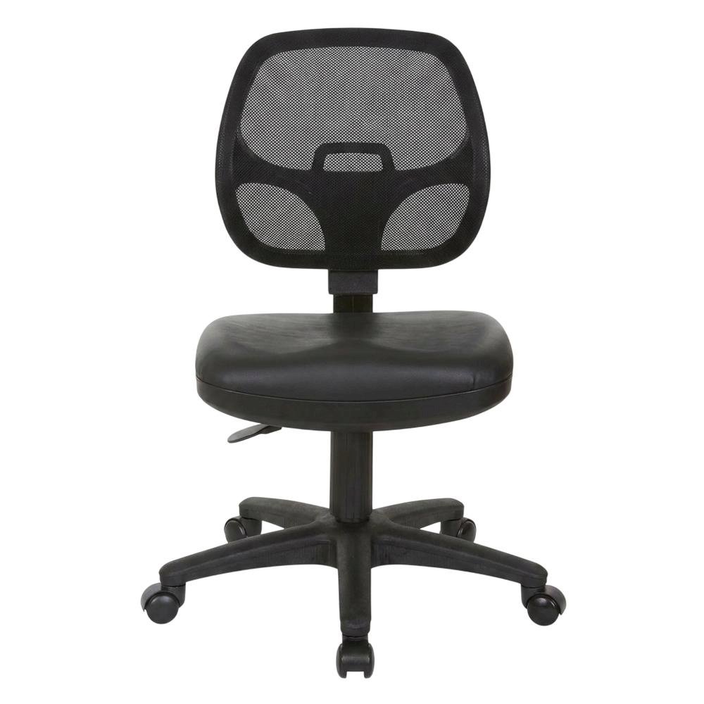 Mesh Back and Vinyl Seat Task Chair Steel Frame, Lumbar Support, Swivel, Black