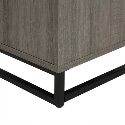 Wooden desk with hutch and ample storage space for home or office use
