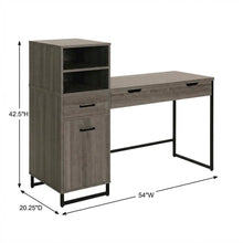 Wooden desk with hutch and ample storage space for home or office use