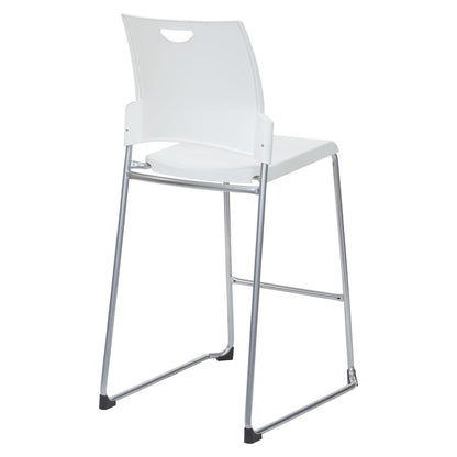 Tall Stacking and Ganging Chair with White Plastic Seat & Back, 4-Pack