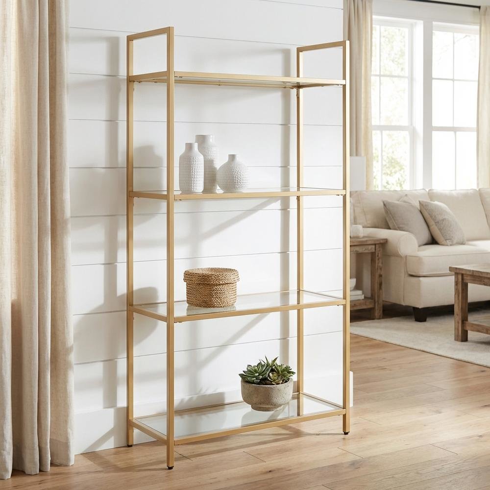White modern bookcase with versatile storage and sleek design