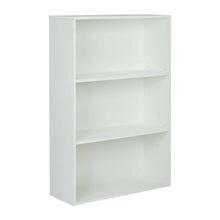 White 3-Shelf Bookcase with Laminate and Metal Construction for Home Storage