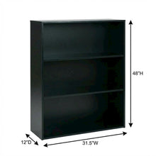 Black 3-Shelf Bookcase with Laminate and Metal Construction for Home Use