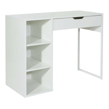 White Finish 40-Inch Office Desk With Steel Frame And Ample Workspace