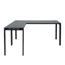 Black L-Shape Computer Workstation with Steel and Particle Board Components