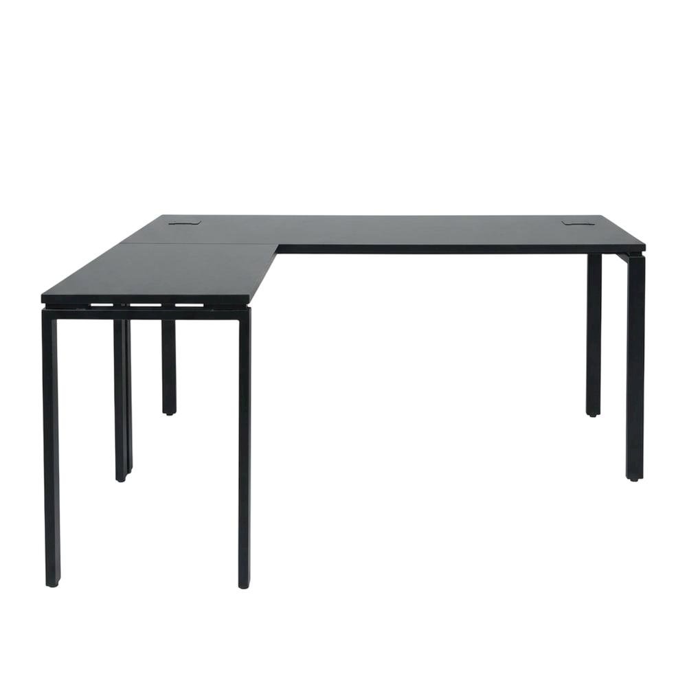 Black L-Shape Computer Workstation with Steel and Particle Board Components