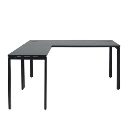 Black L-Shape Computer Workstation with Steel and Particle Board Components