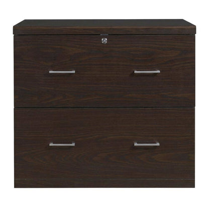 Brown Engineered Wood Wide Two-Drawer Lateral File Cabinet Office
