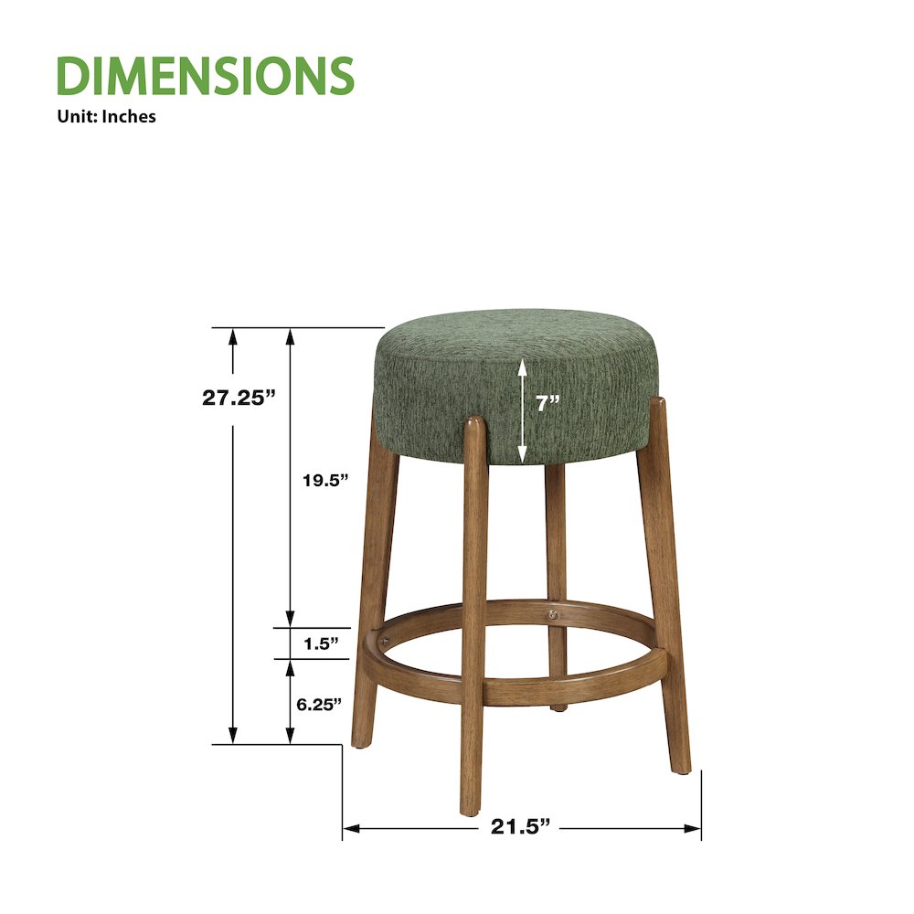 Wesley 26" Counter Stool in Pine Fabric with Medium Oak Finish Frame