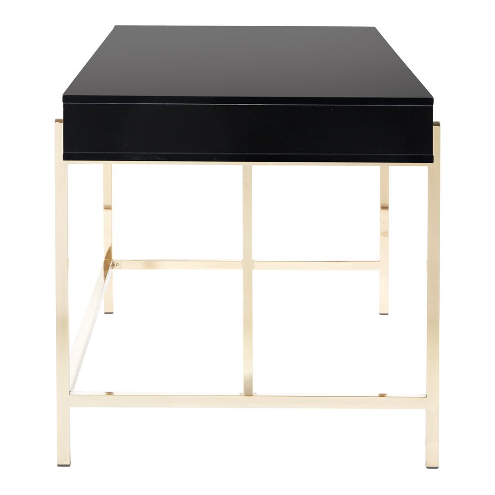 Broadway Desk with Black Gloss Finish and Gold Frame, BWY65-BLK
