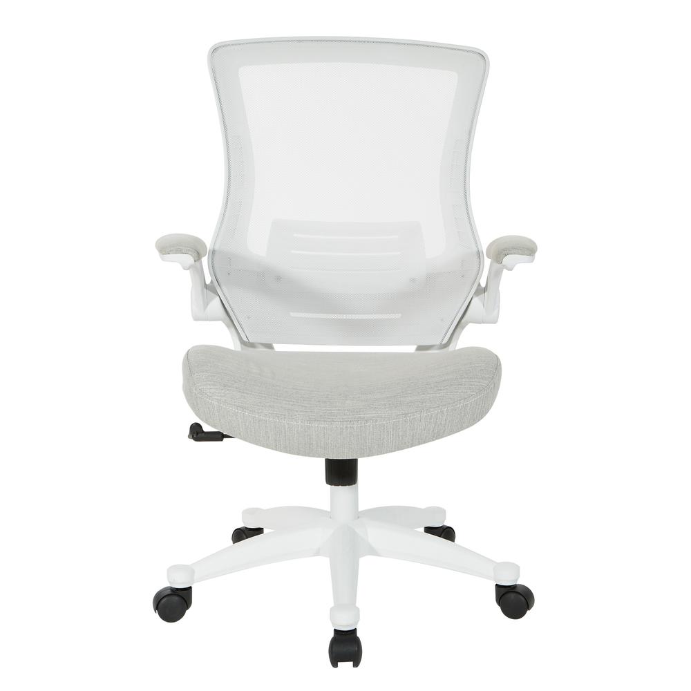 White Screen Back Manager's Chair in Linen Stone Fabric, EM60926WH-F22