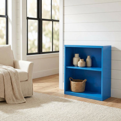 Blue Metal Bookcase with Steel Frame for Residential Use