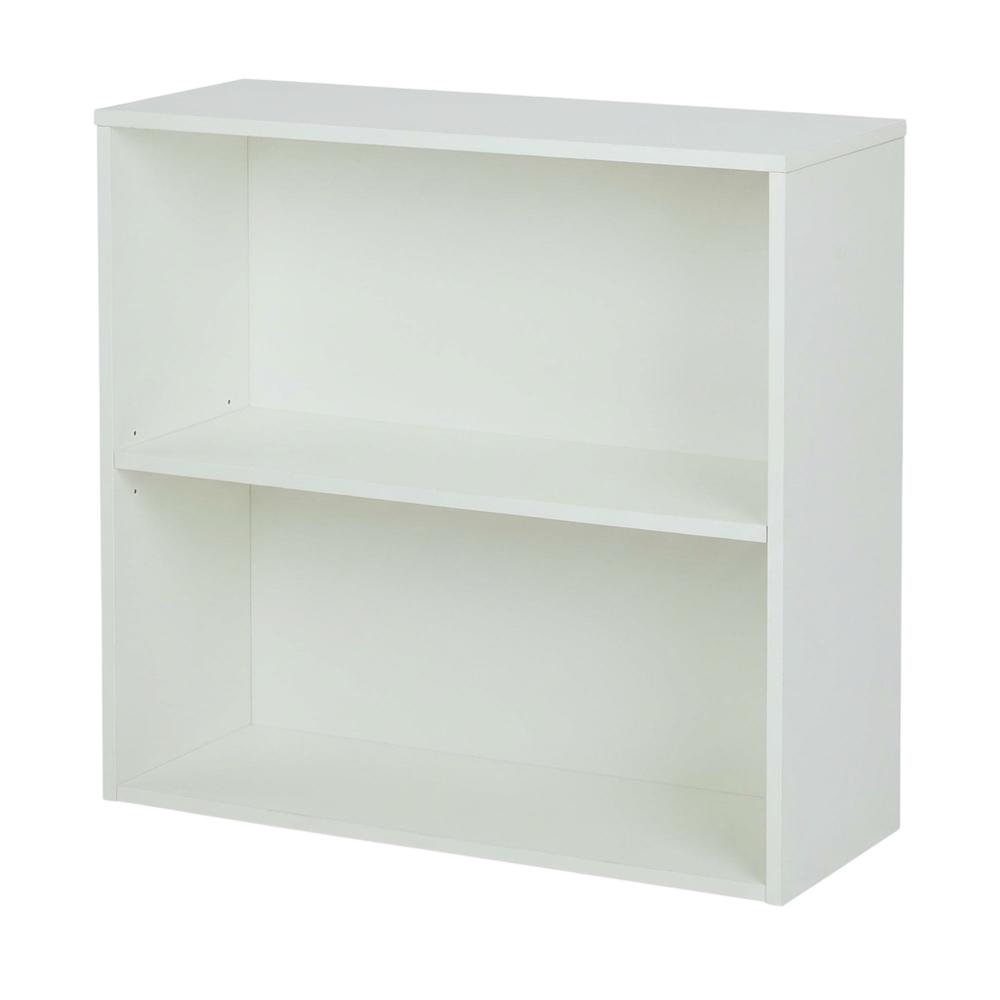 White 2-Shelf Bookcase with Laminate and Metal Construction for Home Storage