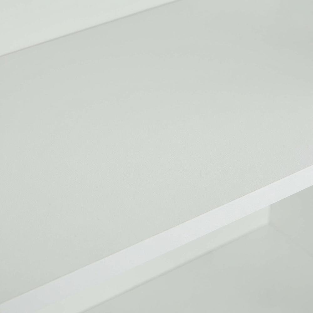 White Laminate and Metal Bookcase with Adjustable Shelves for Storage