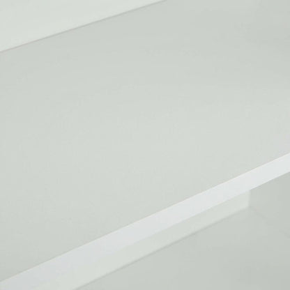 White Laminate and Metal Bookcase with Adjustable Shelves for Storage