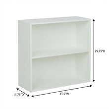 White 2-Shelf Bookcase with Laminate and Metal Construction for Home Storage