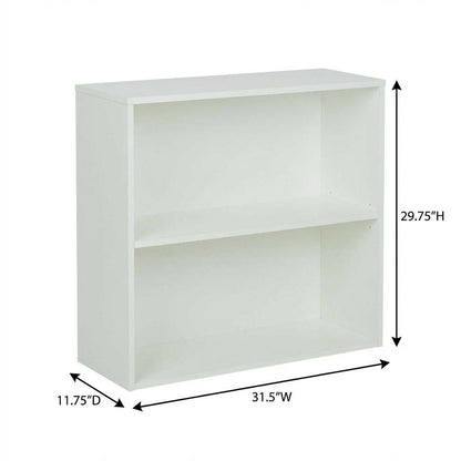 White 2-Shelf Bookcase with Laminate and Metal Construction for Home Storage