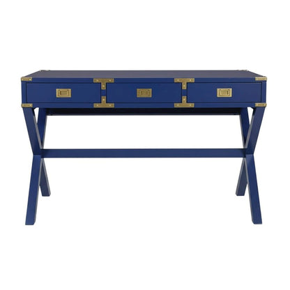 Lapis Blue Office Desk With Power Outlets And Modern Design