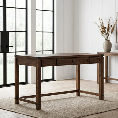 Wooden Lift Desk with Brushed Walnut Finish and Traditional Design