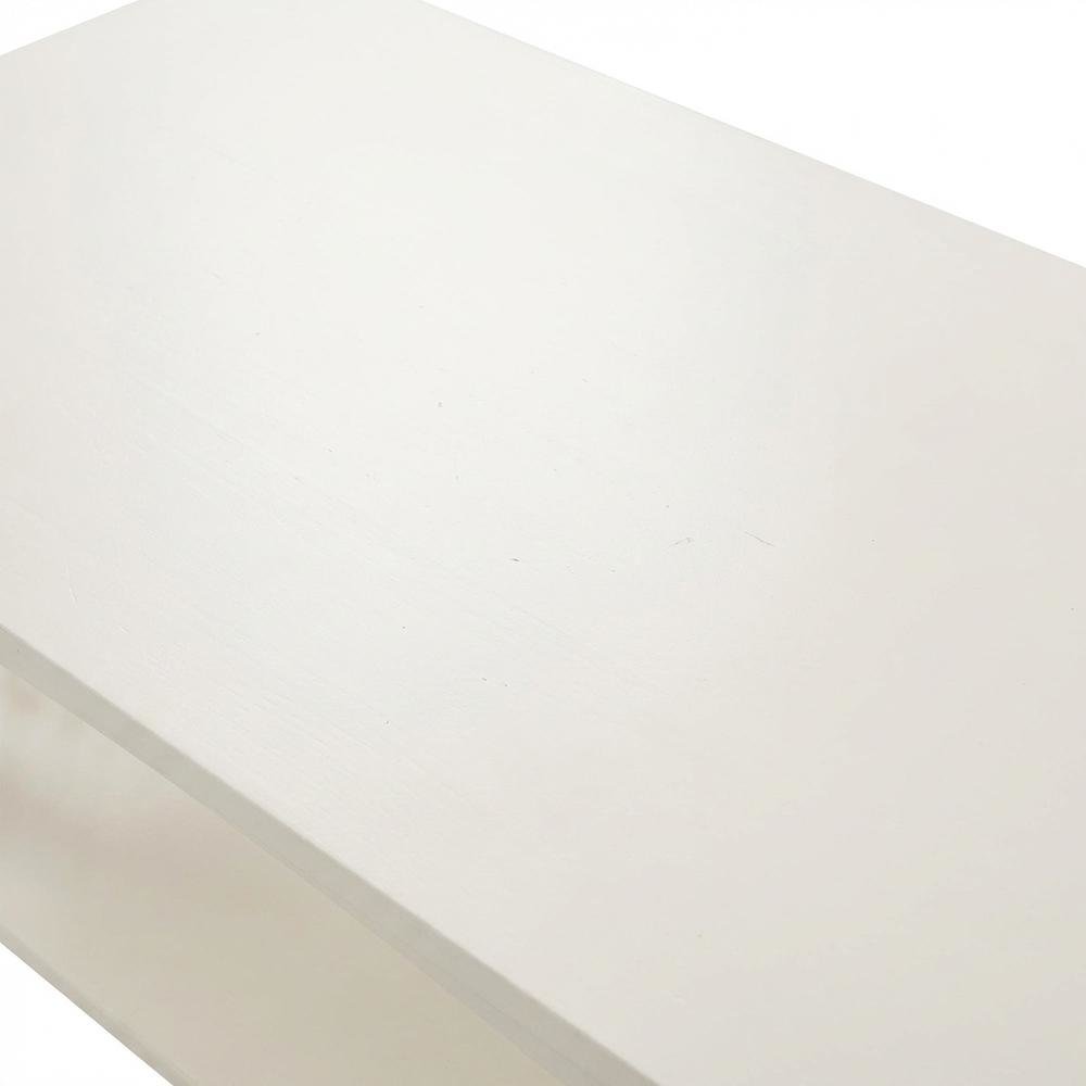 Modern White Finish Coffee Table with Storage Compartment and Midcentury Style