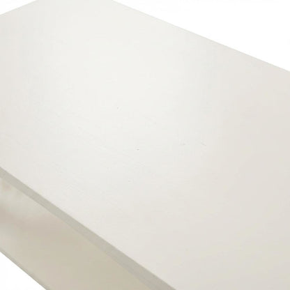 Modern White Finish Coffee Table with Storage Compartment and Midcentury Style