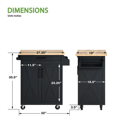 Bolten Kitchen Cart in Black Finish