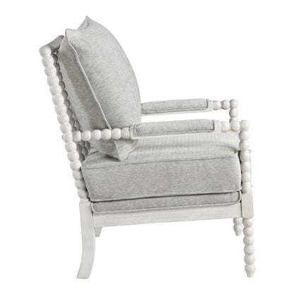 Kaylee Spindle Chair in Smoke Fabric with White Frame, KLE-H14