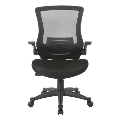 High-Back Office Chair – Black Mesh Desk Chair With Flip-Up Armrests