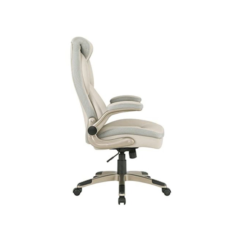 Taupe Bonded Leather Executive Chair With Cocoa Coated Base and Wheels