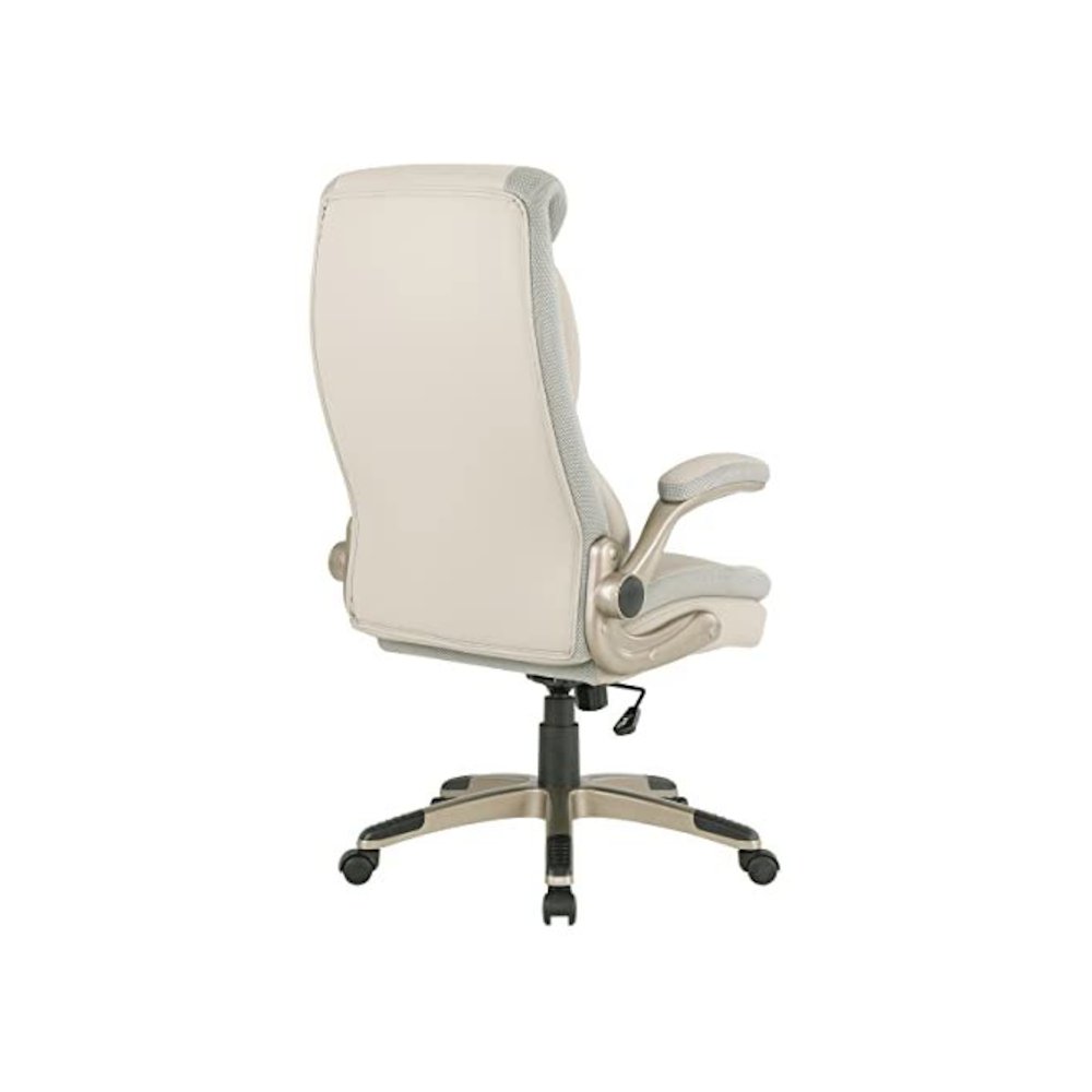 Taupe Bonded Leather Executive Chair With Cocoa Coated Base and Wheels