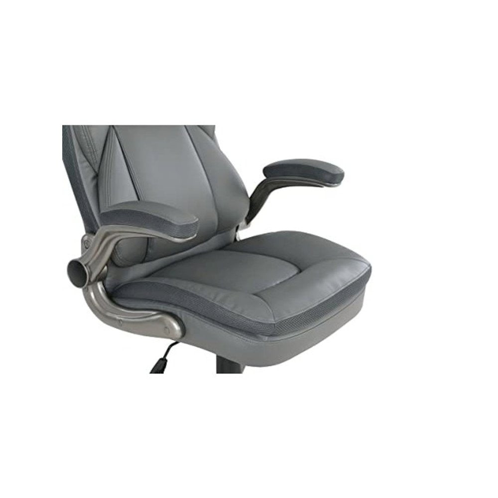 Ergonomic Leather Office Chair – Executive High Back Gray Desk Chair