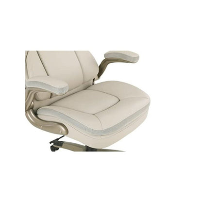 Taupe Bonded Leather Executive Chair With Cocoa Coated Base and Wheels