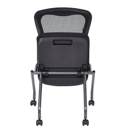 Black Folding Office Chair – Foldable Reception Chair for Conferences, Set of 2
