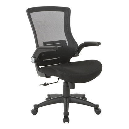 High-Back Office Chair – Black Mesh Desk Chair With Flip-Up Armrests