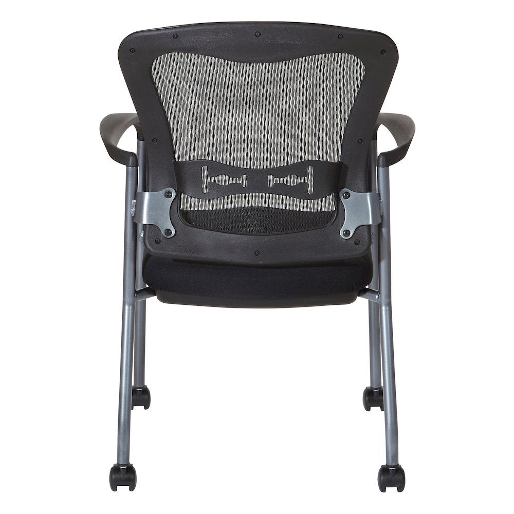 Black Guest Chair With Arms – Stackable Chair With Wheels for Offices
