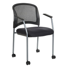Black Reception Chair With Wheels – High-Back Guest Chair for Offices