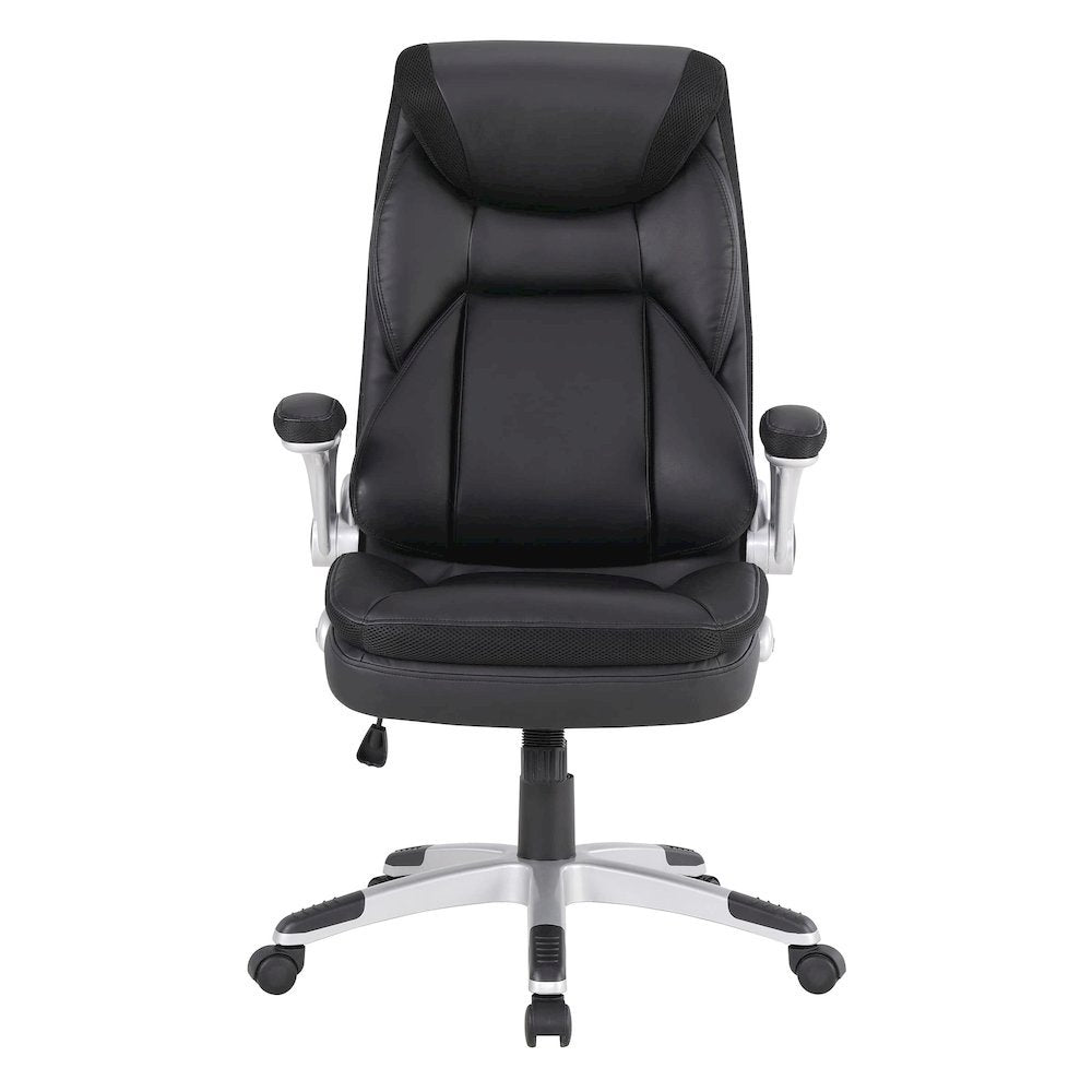 Executive Black Leather Chair – High-Back Work Chair With Silver Base