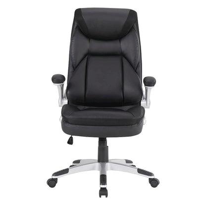 Executive Black Leather Chair – High-Back Work Chair With Silver Base
