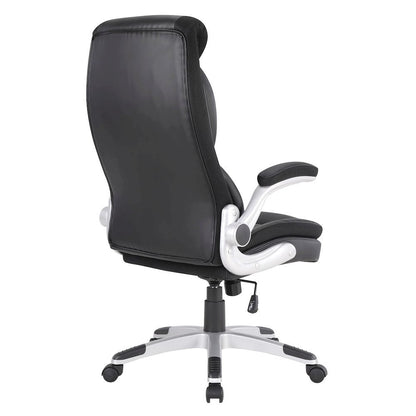 Executive Black Leather Chair – High-Back Work Chair With Silver Base