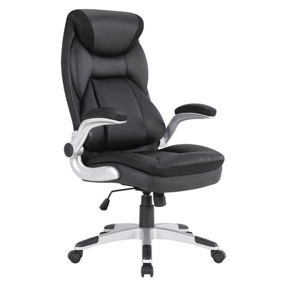 Executive Black Leather Chair – High-Back Work Chair With Silver Base