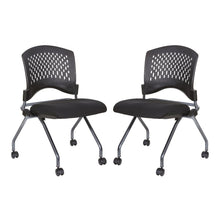 Black Foldable Office Chair, Set of 2 – Armless Reception and Conference Seating