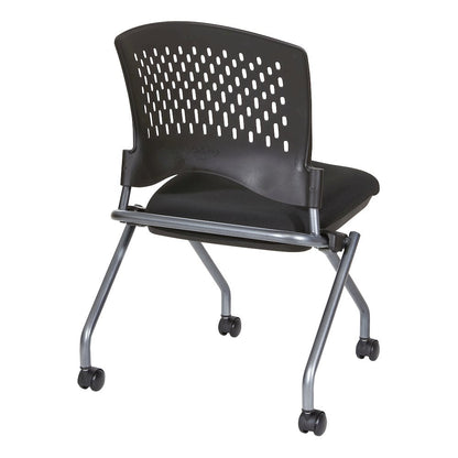 Black Foldable Office Chair, Set of 2 – Armless Reception and Conference Seating