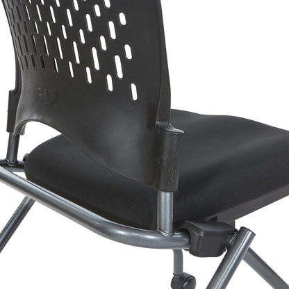 Black Foldable Office Chair, Set of 2 – Armless Reception and Conference Seating